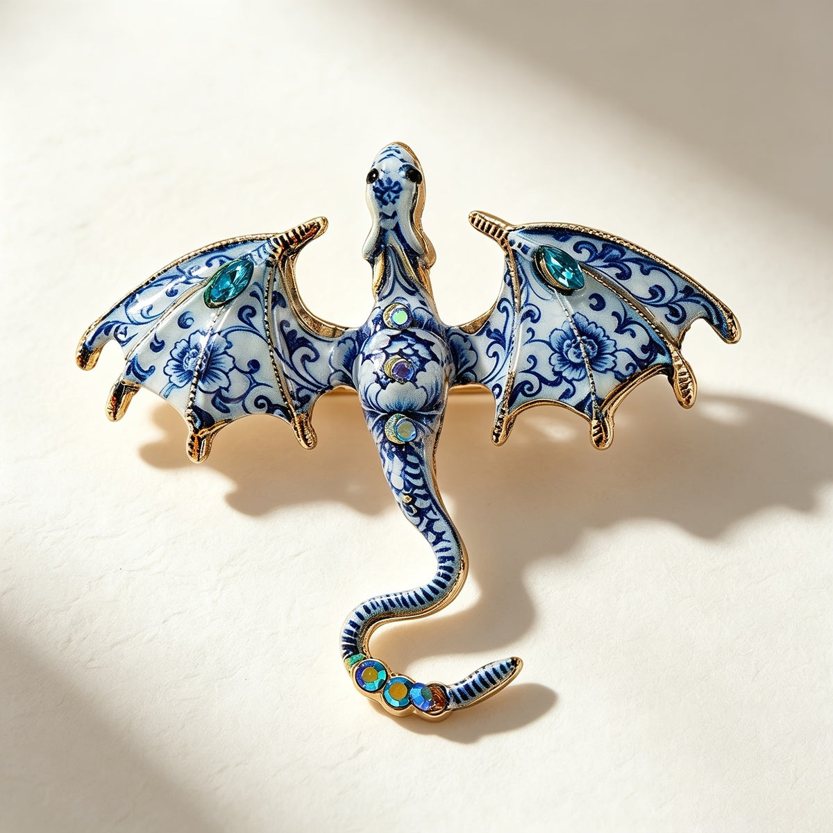 Blue Floral Dragon Brooch