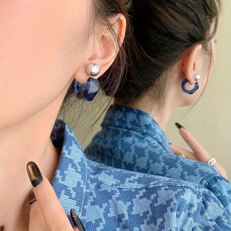 Irregular Resin Hoop Earrings