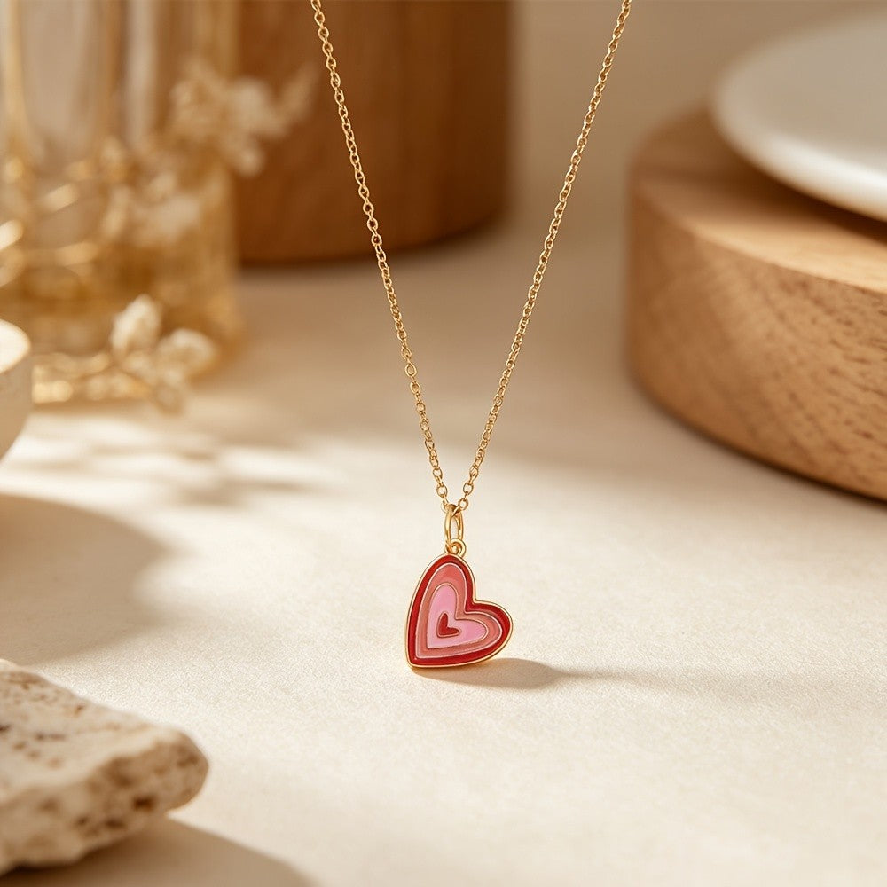 Pink Gradient Heart Necklace