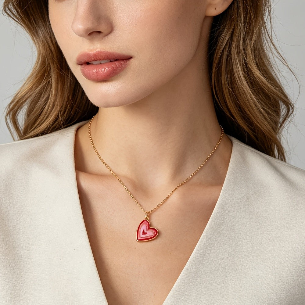 Pink Gradient Heart Necklace