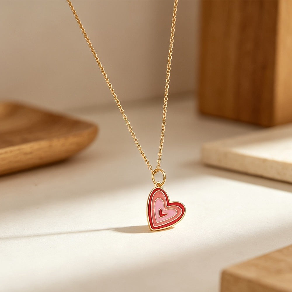 Pink Gradient Heart Necklace
