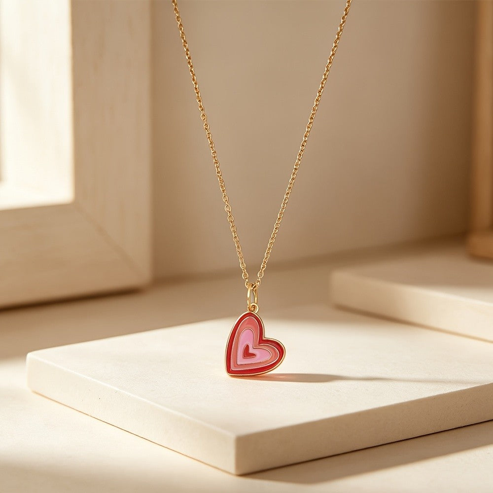 Pink Gradient Heart Necklace