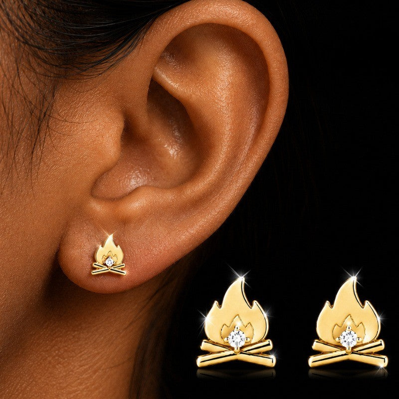 Bonfire Flame Stud Earrings