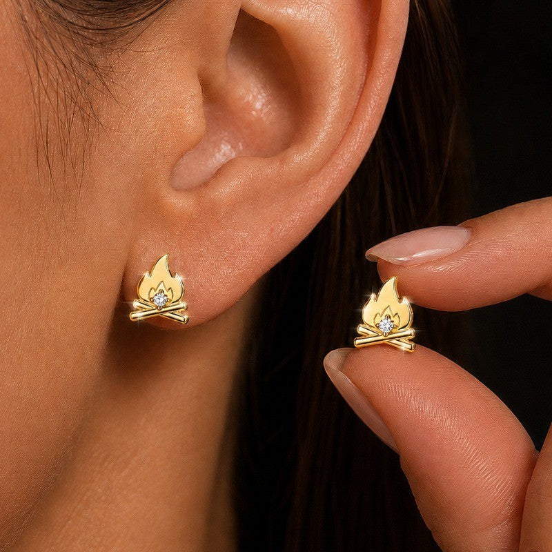 Bonfire Flame Stud Earrings