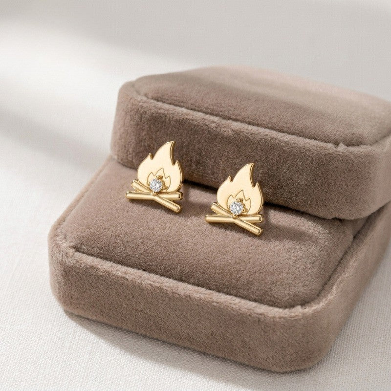 Bonfire Flame Stud Earrings