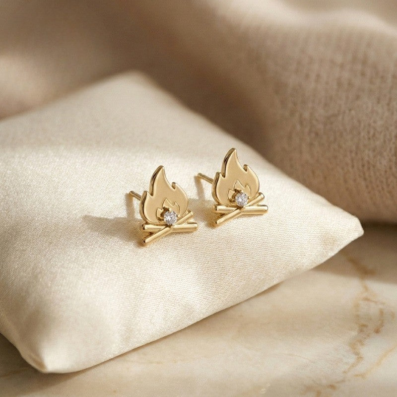 Bonfire Flame Stud Earrings