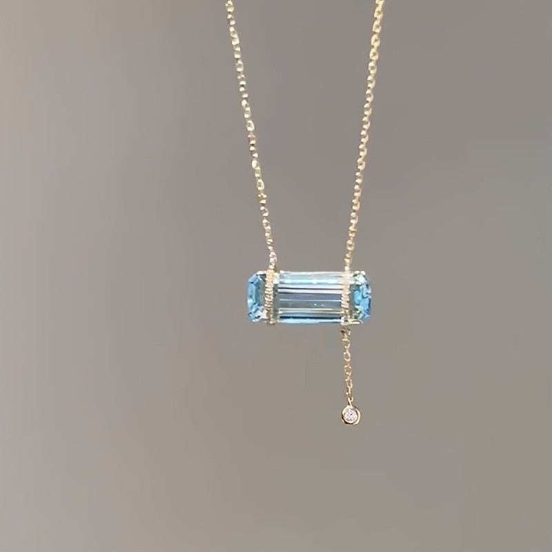Blue Baguette Bar Necklace