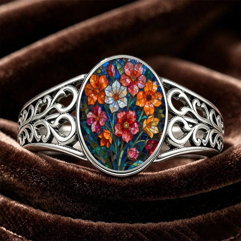 Floral Stained Glass Filigree Ring