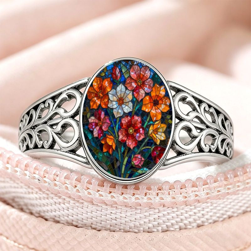 Floral Stained Glass Filigree Ring
