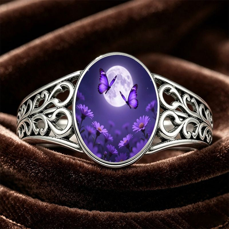 Purple Butterfly Moon Ring
