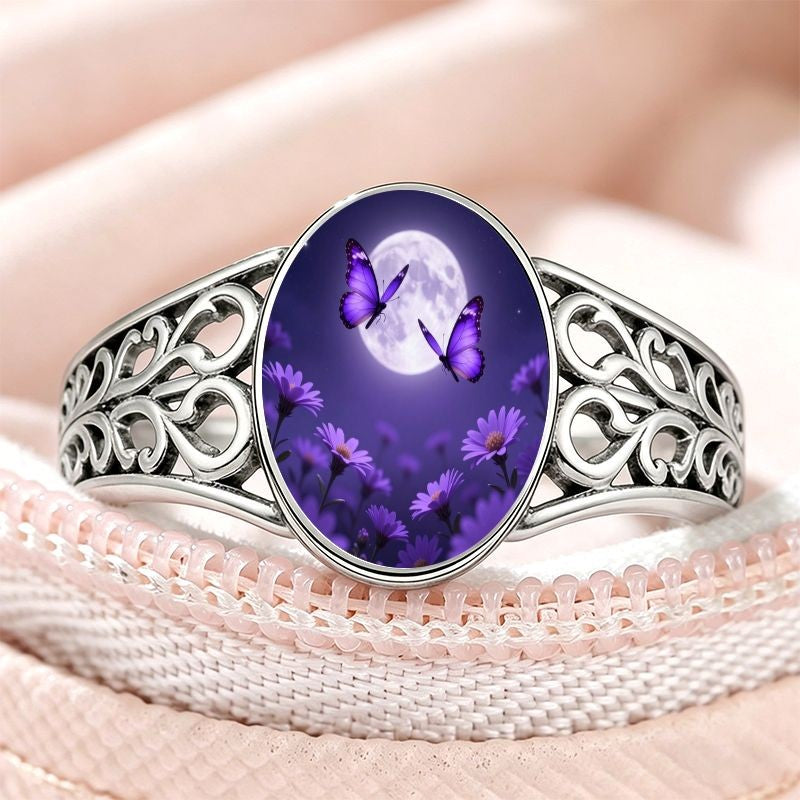 Purple Butterfly Moon Ring