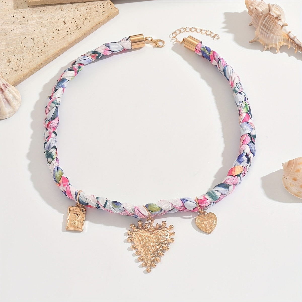 Floral Braided Charm Necklace
