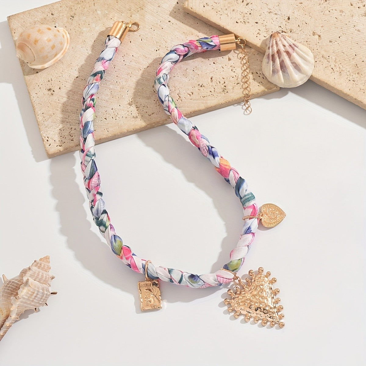 Floral Braided Charm Necklace