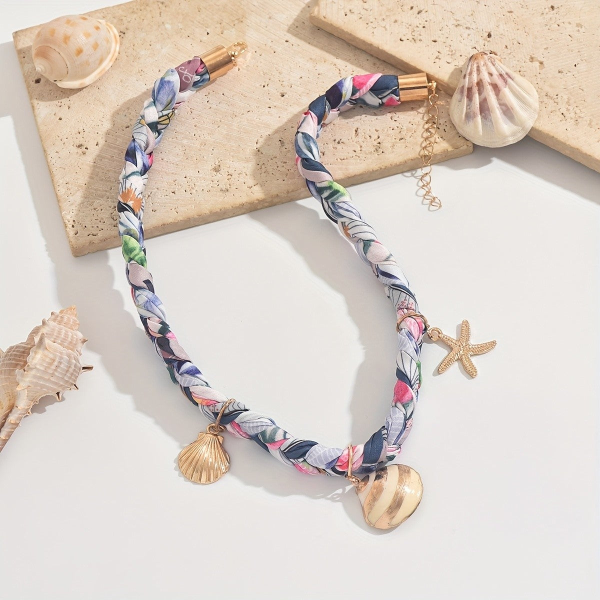 Floral Braided Charm Necklace