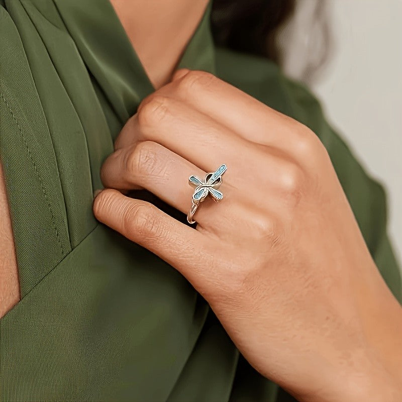 Turquoise Cross Love Knot Ring