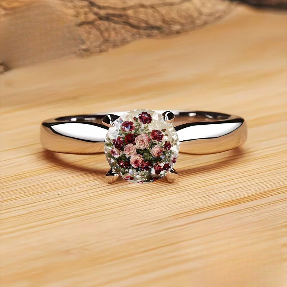 Vintage Rose Bouquet Dome Ring