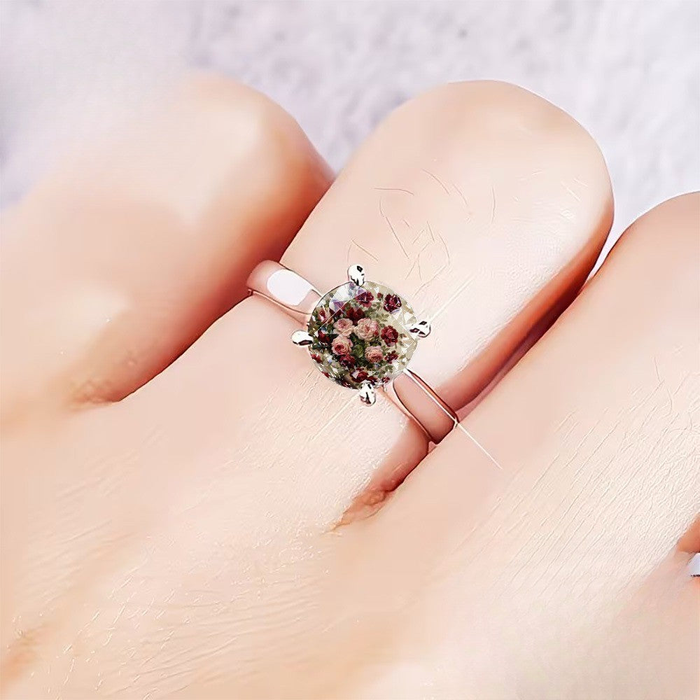 Vintage Rose Bouquet Dome Ring