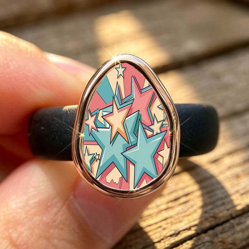 Colorful Star Teardrop Ring