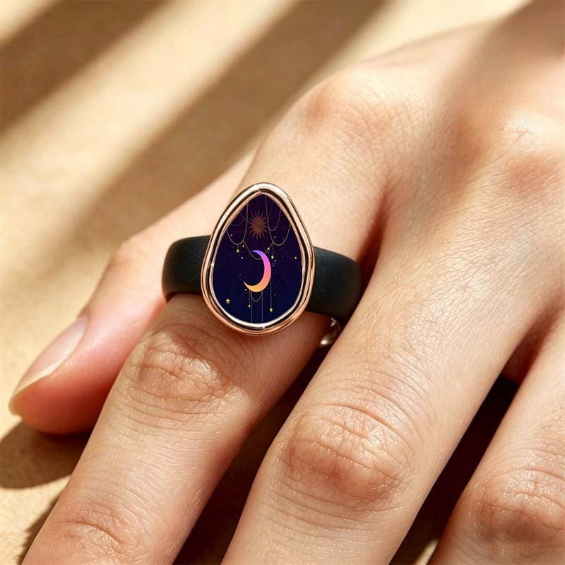 Celestial Sun & Moon Teardrop Ring