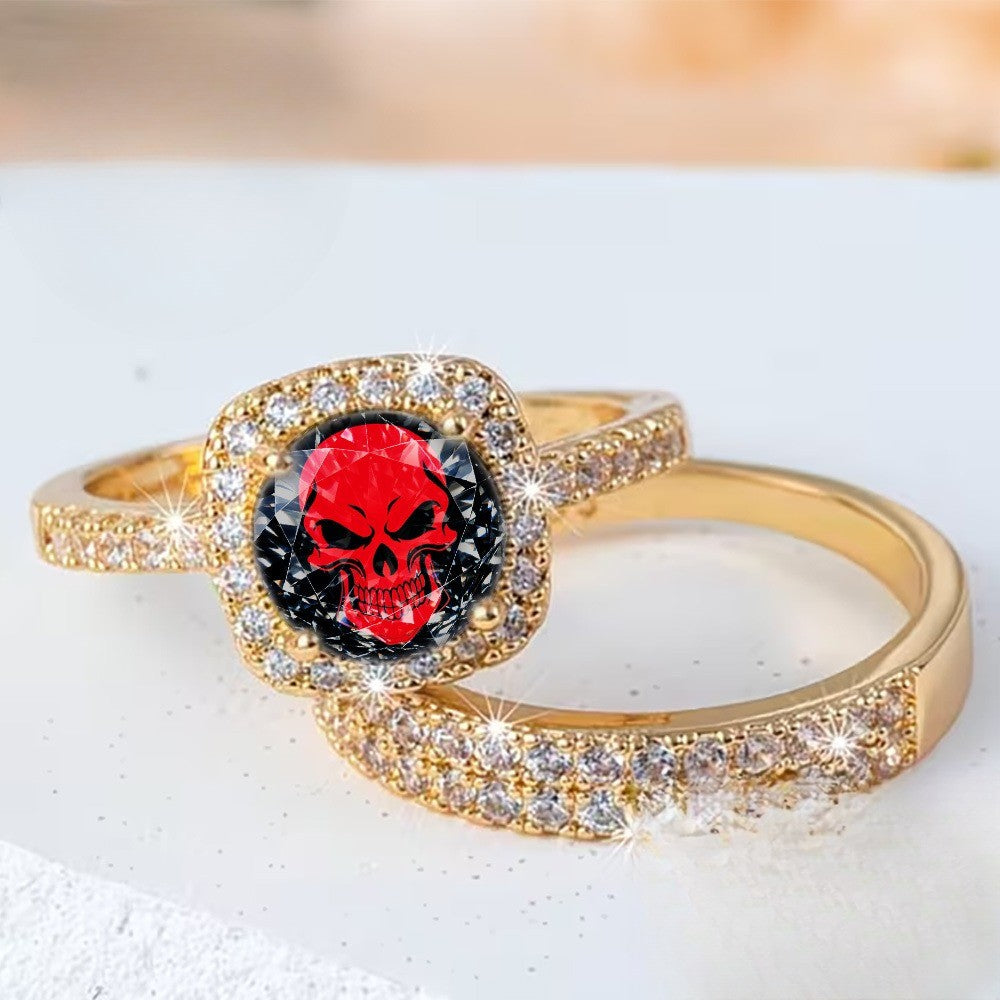 Red Skull Ring Set