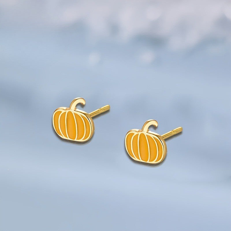 Enamel Pumpkin Stud Earrings