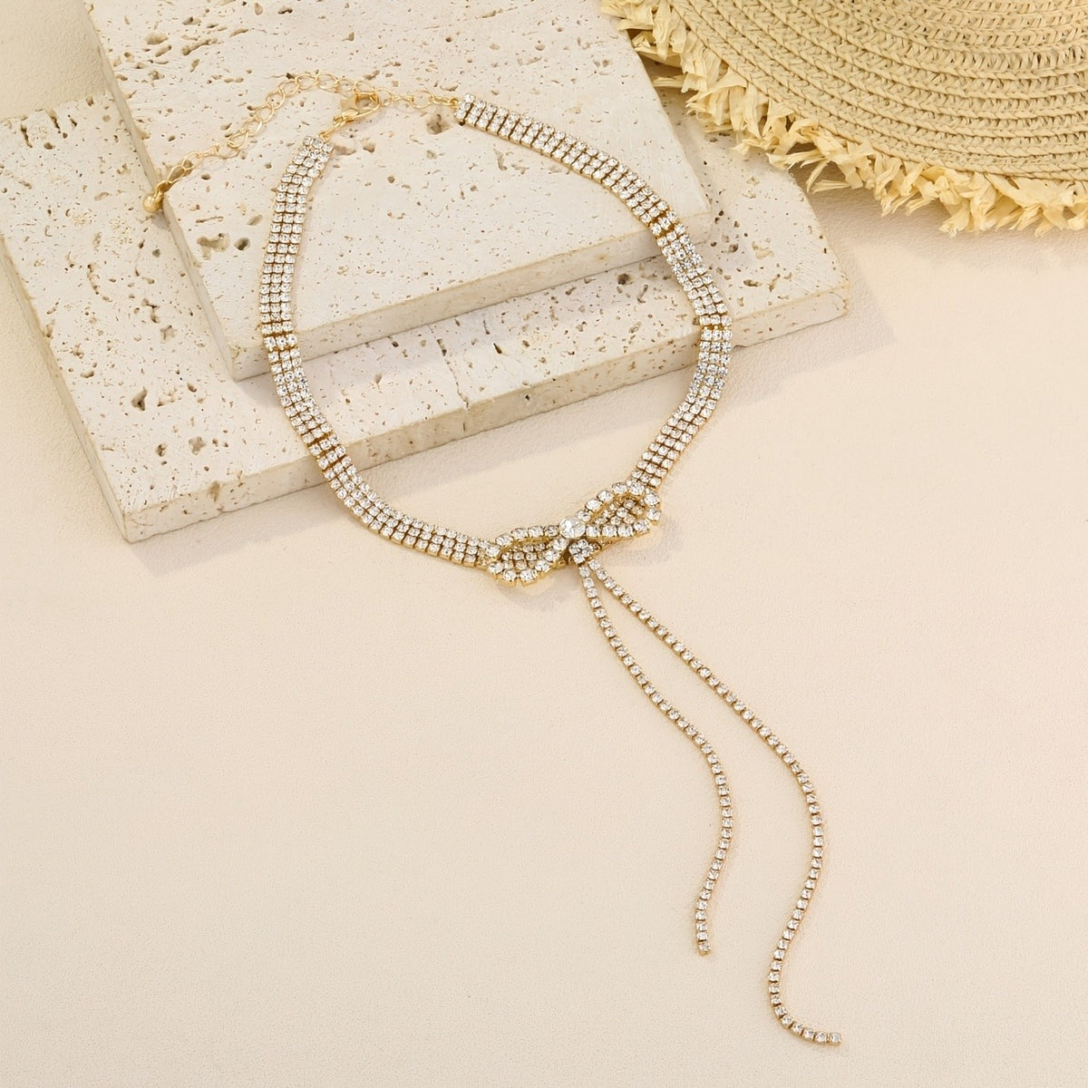 Crystal Bow Tie Choker Necklace