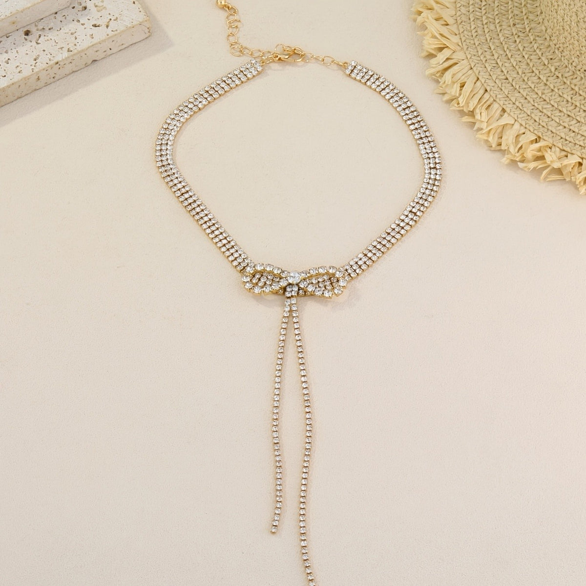 Crystal Bow Tie Choker Necklace