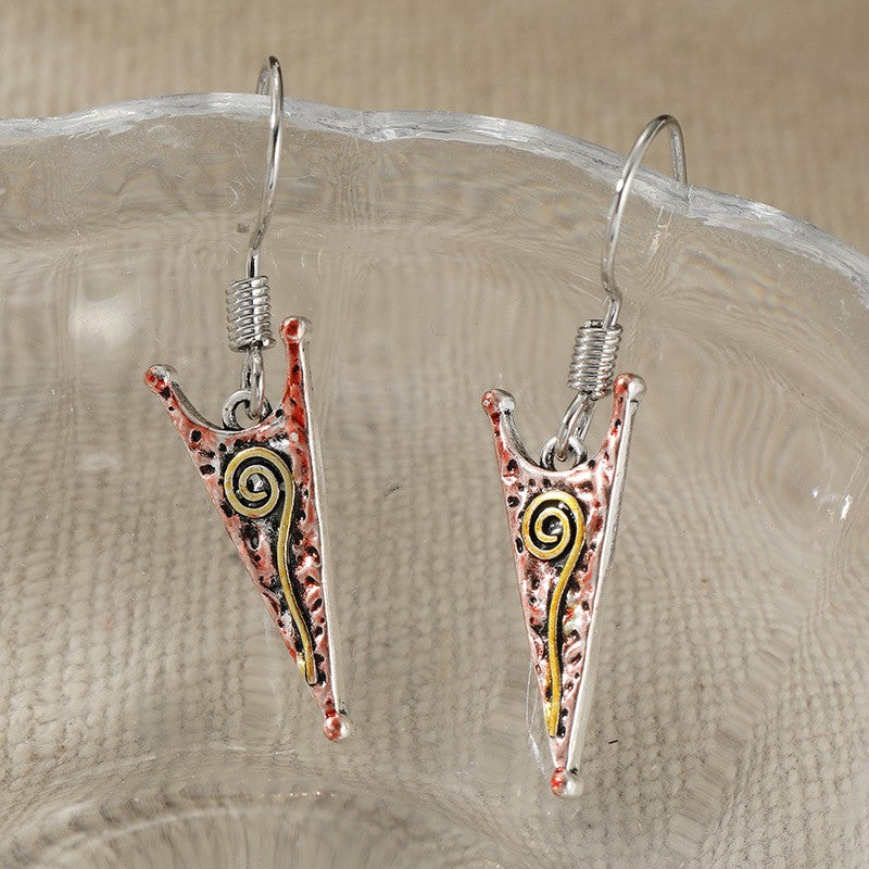 Hammered Triangle Spiral Drop Earrings