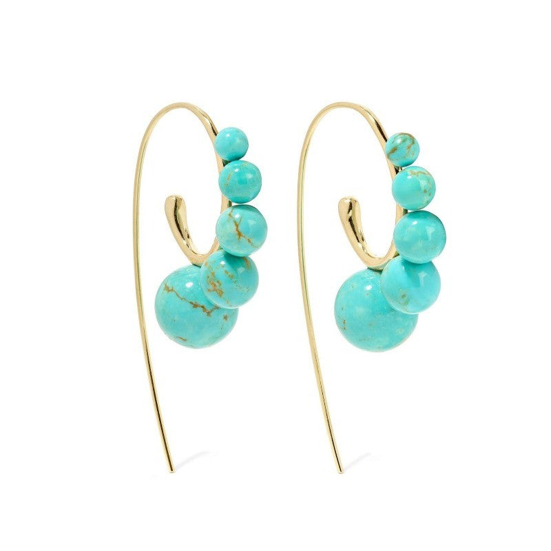 Graduated Turquoise Curved Hook Earrings