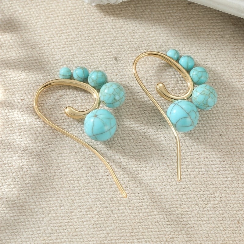 Graduated Turquoise Curved Hook Earrings