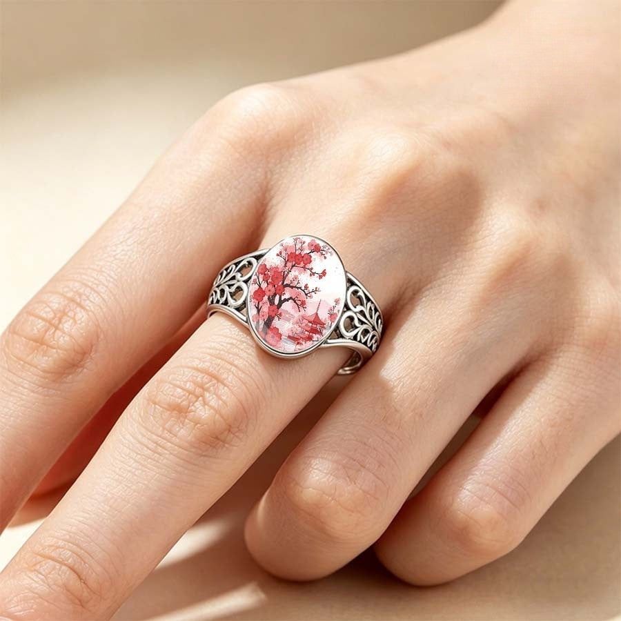 Cherry Blossom Pagoda Oval Ring