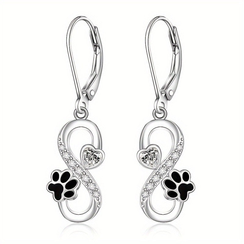 Crystal Infinity Paw Drop Earrings