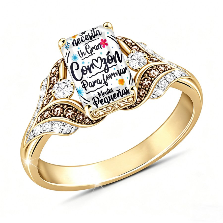 Inspirational Heart Scrollwork Ring