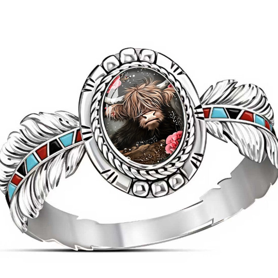 Highland Cow Oval Ring