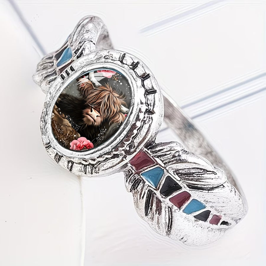 Highland Cow Oval Ring