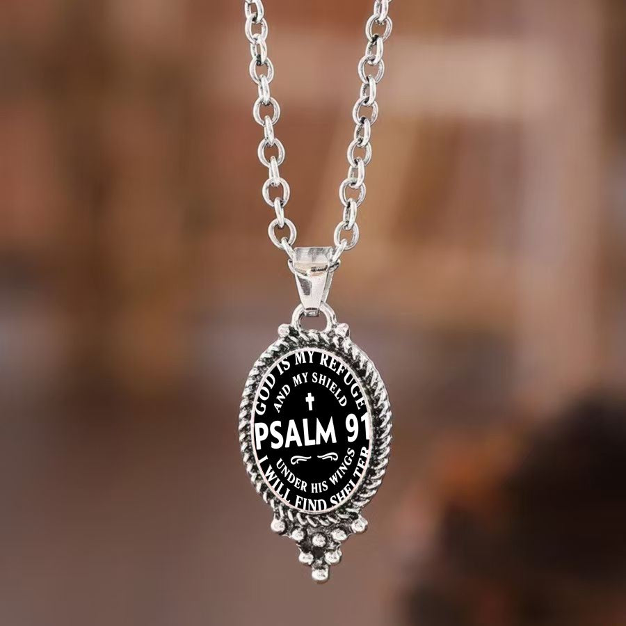 Psalm 91 Shield Oval Necklace