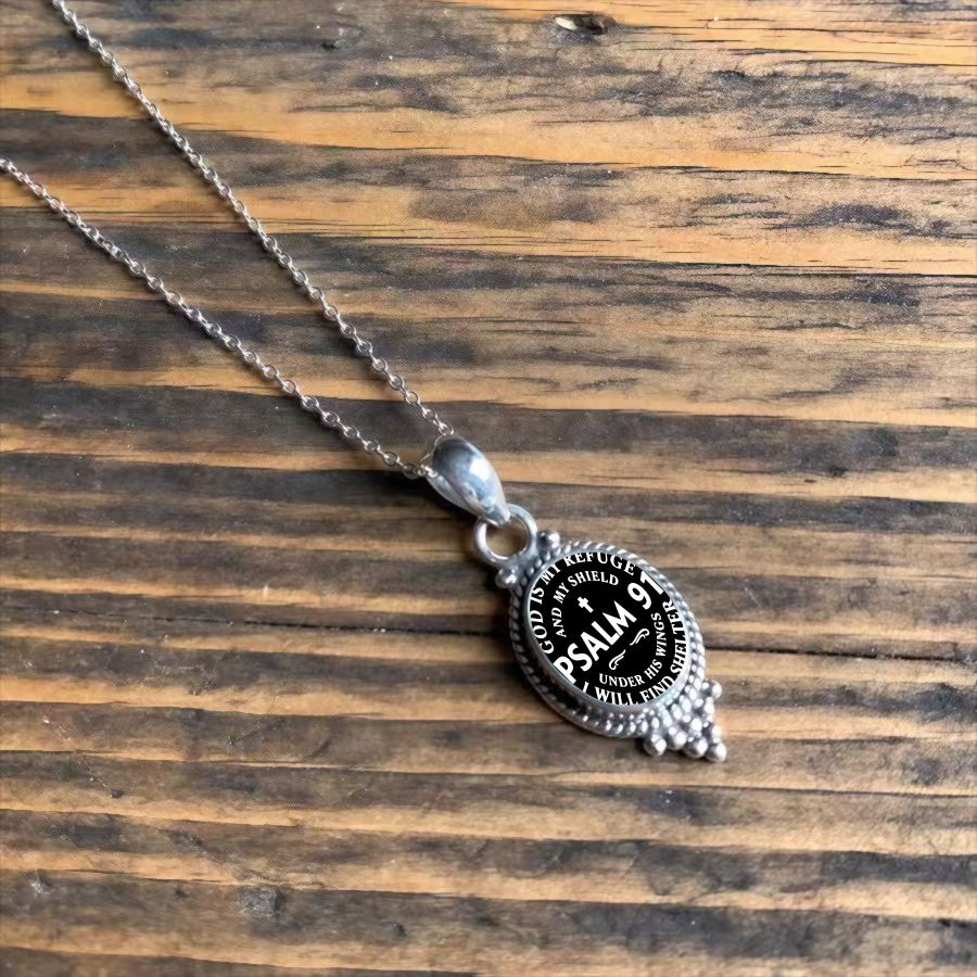 Psalm 91 Shield Oval Necklace