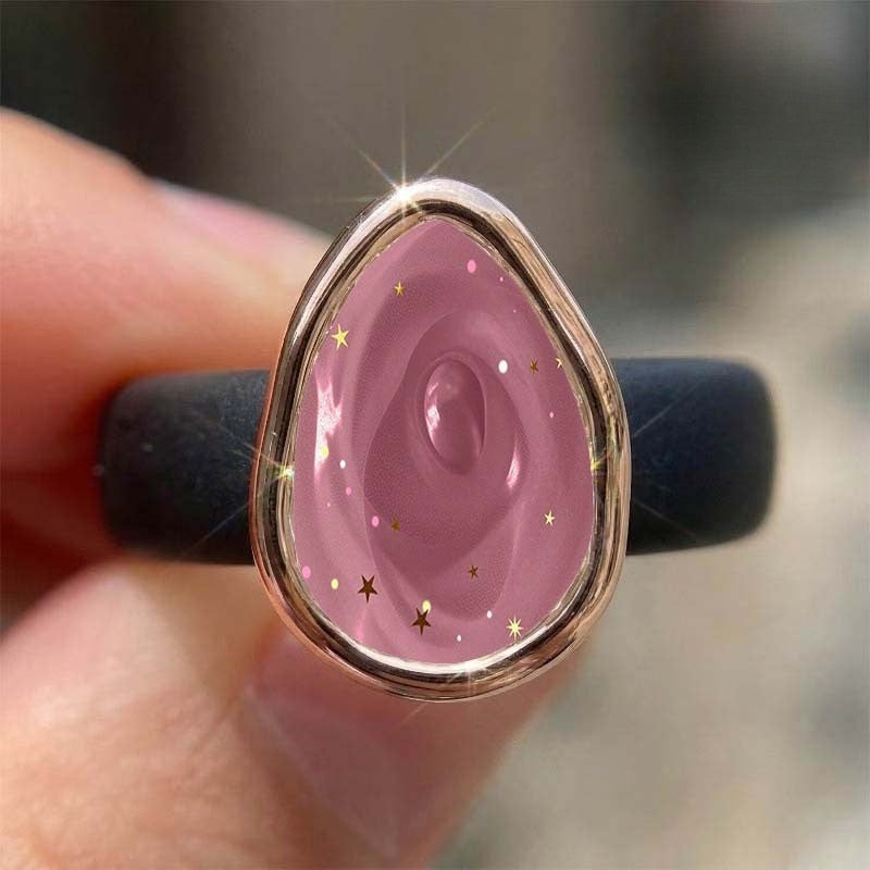 Pink Starry Teardrop Ring