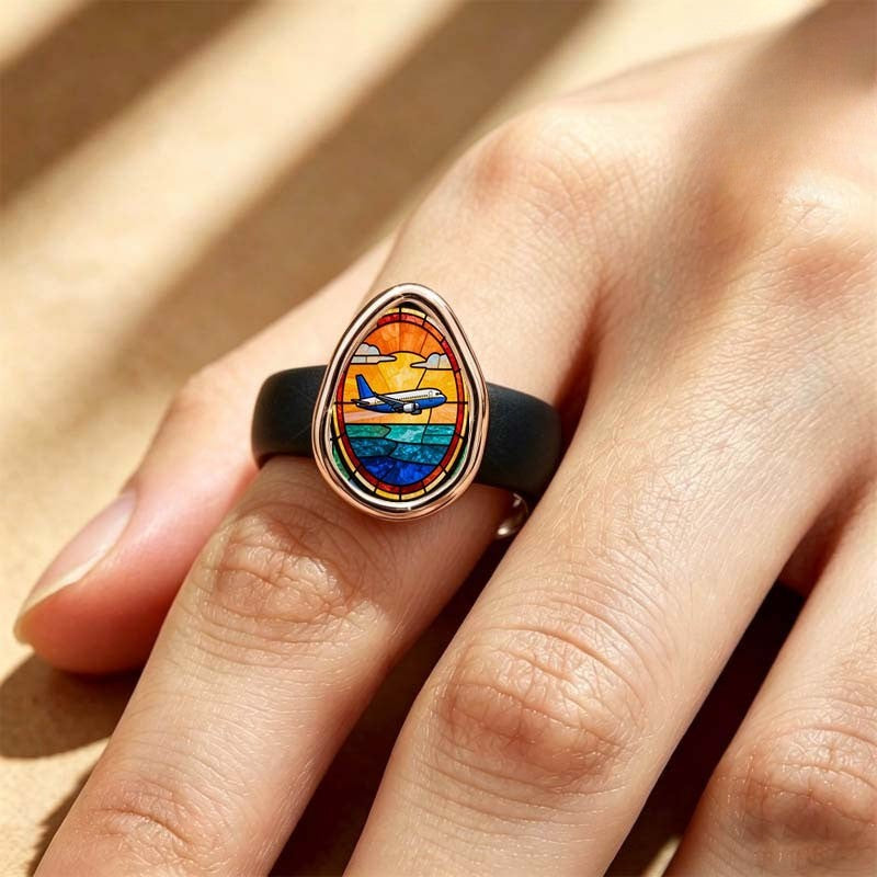 Airplane Window Stained Glass Ring