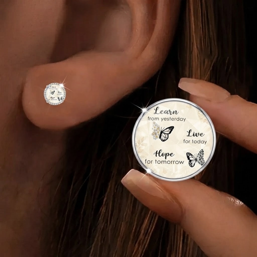 Learn Live Hope Glass Stud Earrings