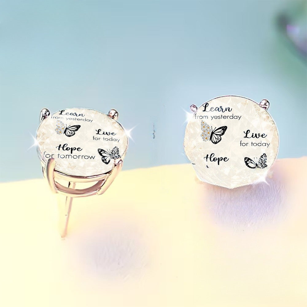 Learn Live Hope Glass Stud Earrings
