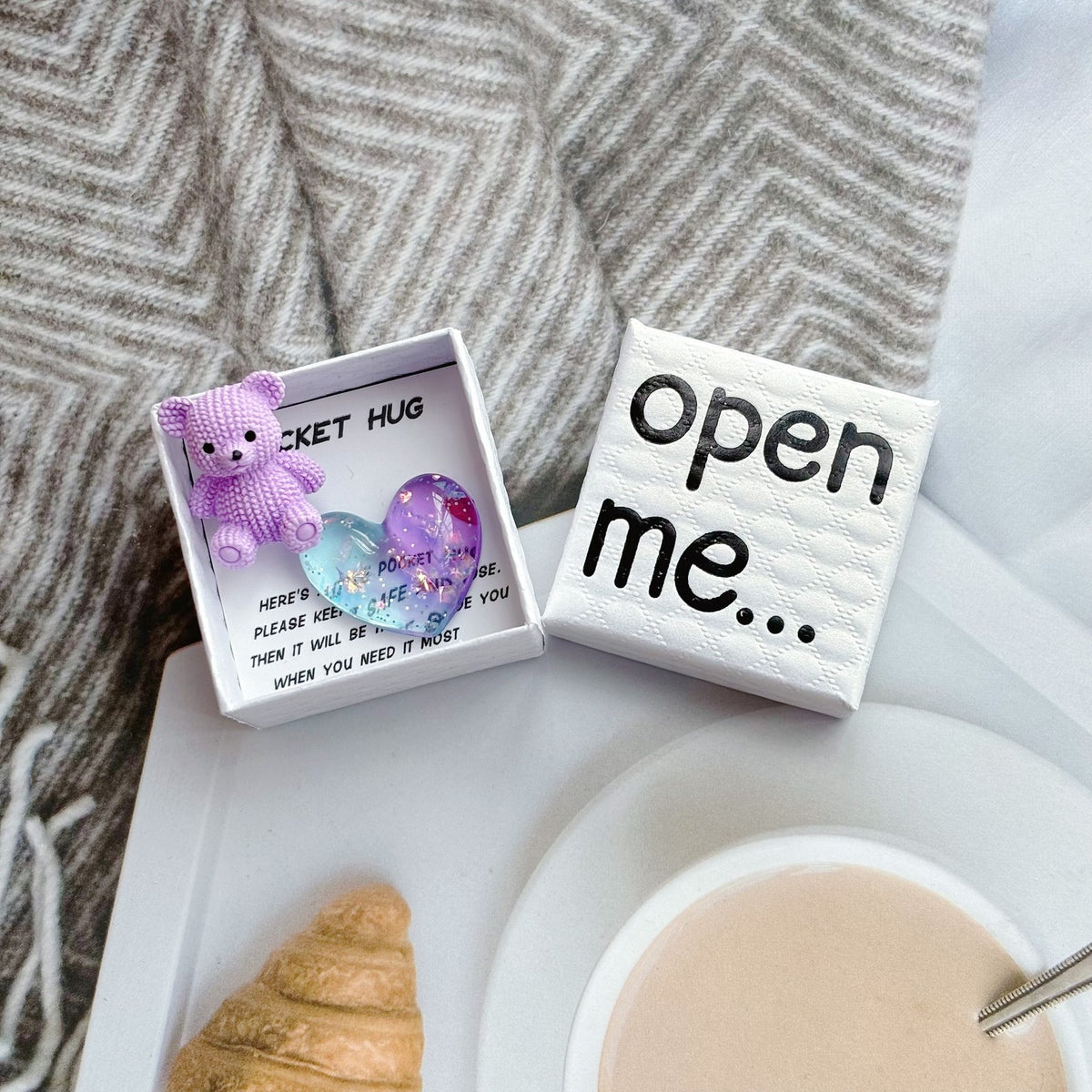 Purple Bear & Heart Pocket Hug Box