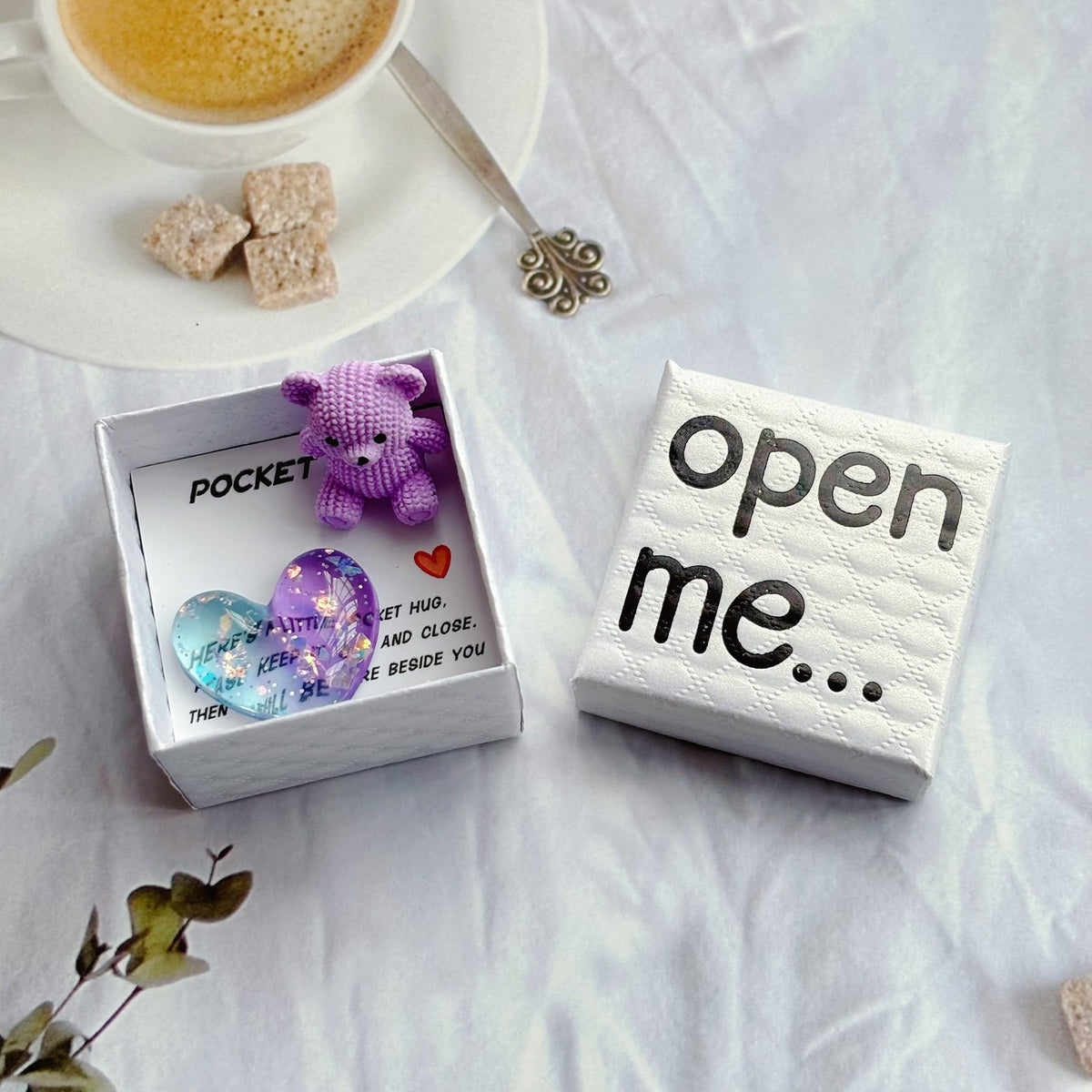 Purple Bear & Heart Pocket Hug Box