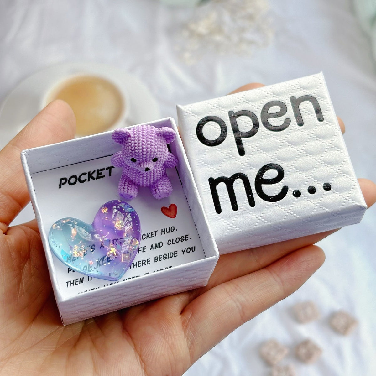 Purple Bear & Heart Pocket Hug Box