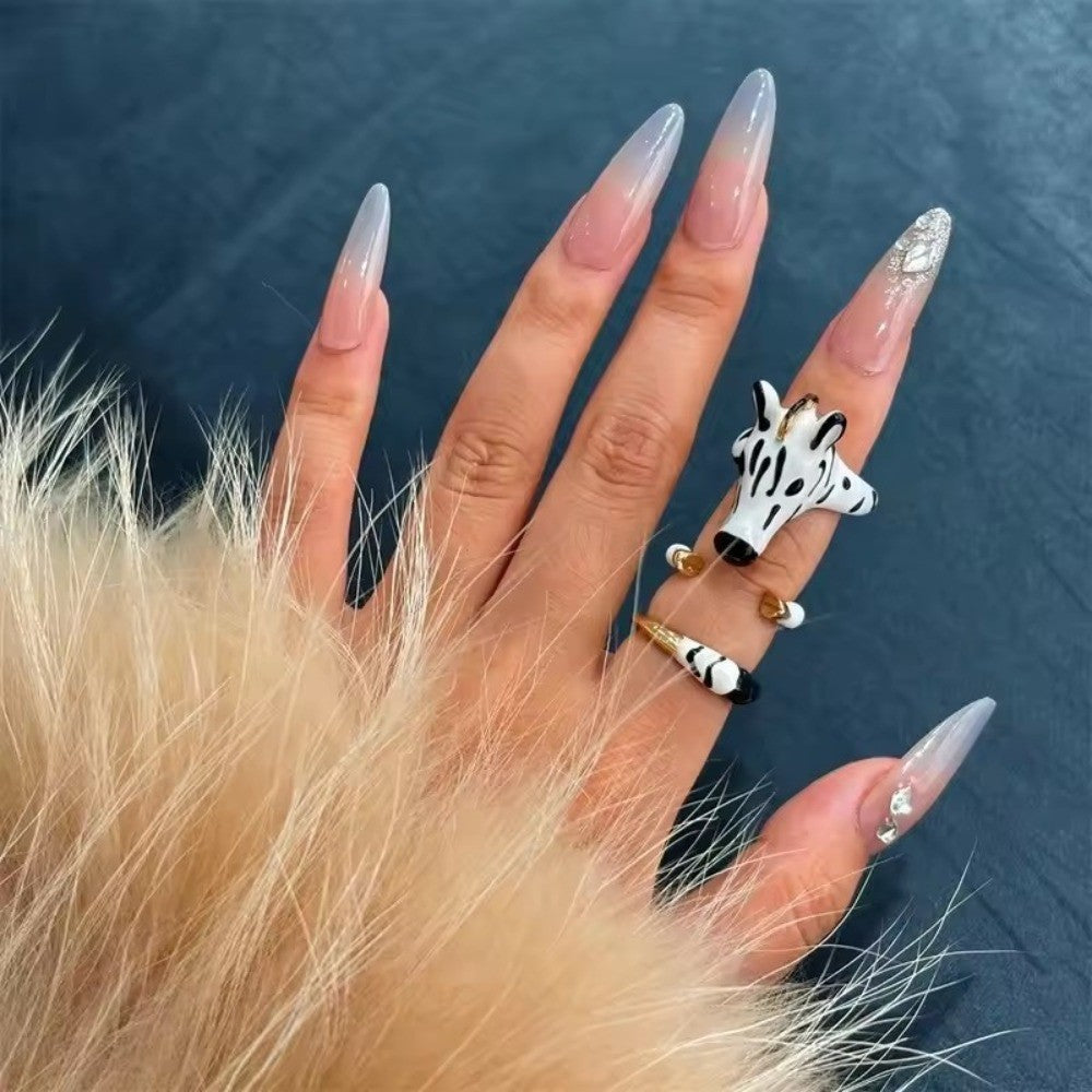 Zebra Enamel Ring Set