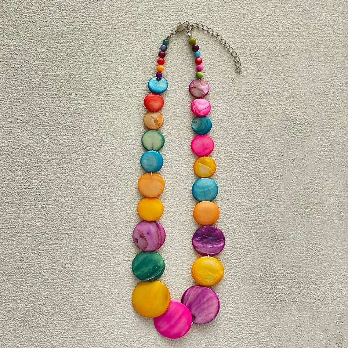 Multicolor Oval Disc Necklace