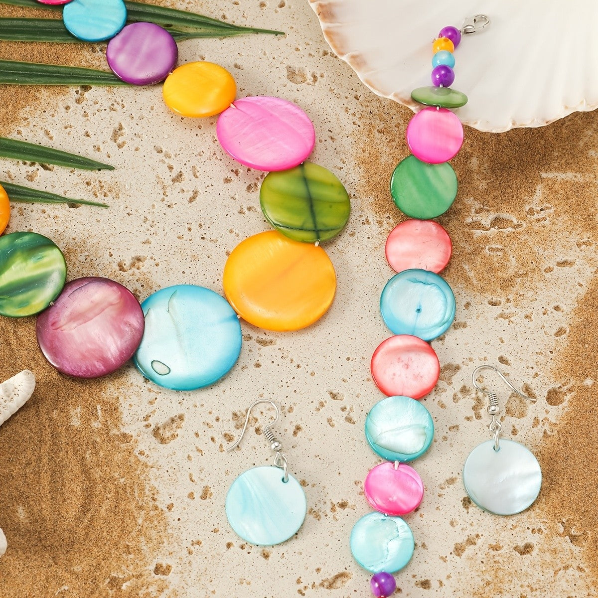 Multicolor Oval Disc Necklace