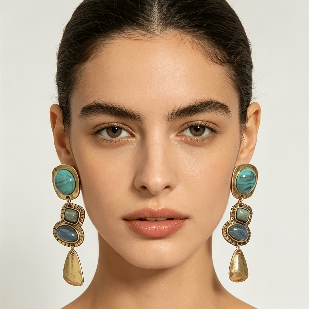 Teal Stone Drop Earrings