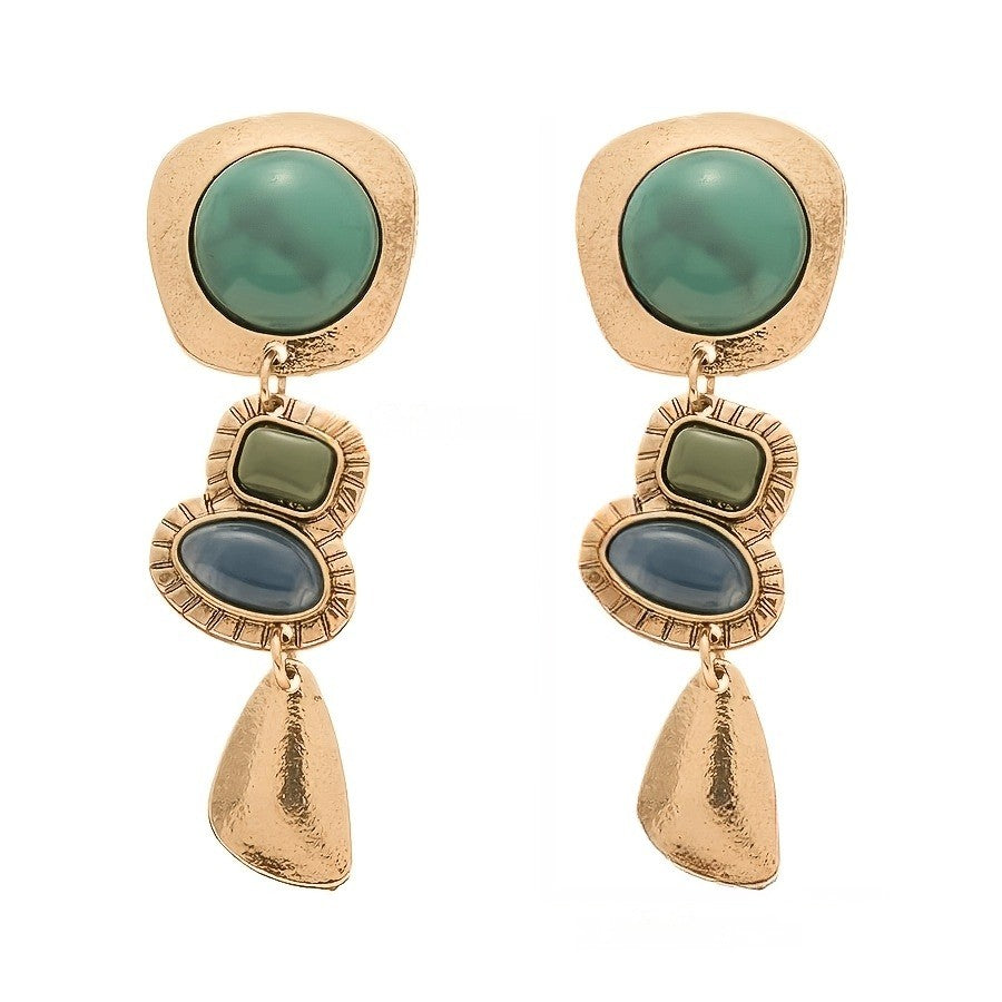 Teal Stone Drop Earrings