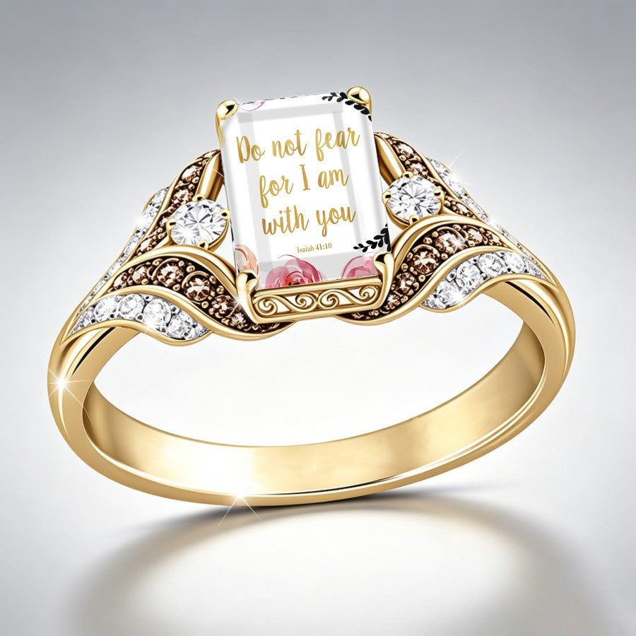 Scripture & Crystal Square Ring